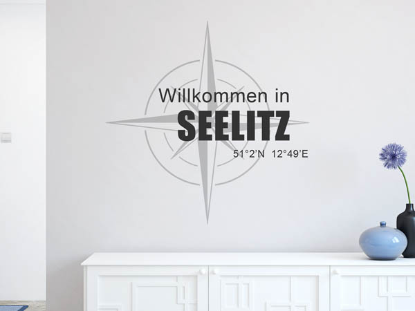 Wandtattoo Willkommen in Seelitz mit den Koordinaten 51°2'N 12°49'E