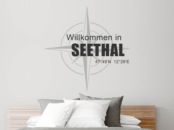 Wandtattoo Willkommen in Seethal mit den Koordinaten 47°49'N 12°29'E