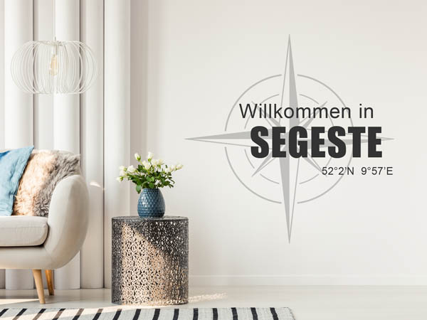 Wandtattoo Willkommen in Segeste mit den Koordinaten 52°2'N 9°57'E