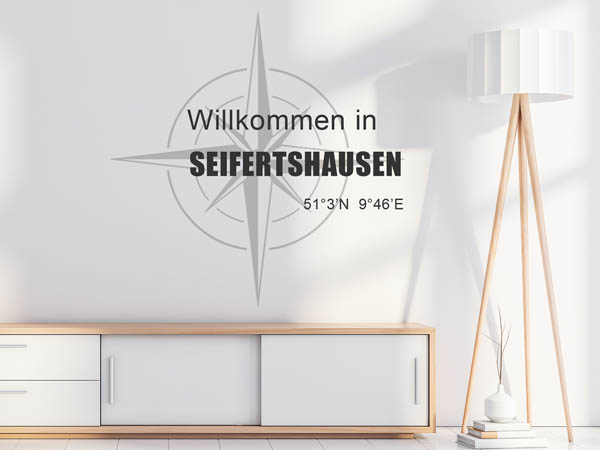 Wandtattoo Willkommen in Seifertshausen mit den Koordinaten 51°3'N 9°46'E