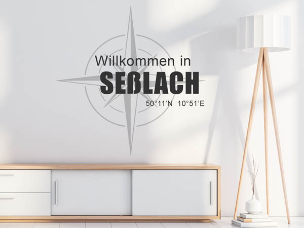 Wandtattoo Willkommen in Seßlach mit den Koordinaten 50°11'N 10°51'E