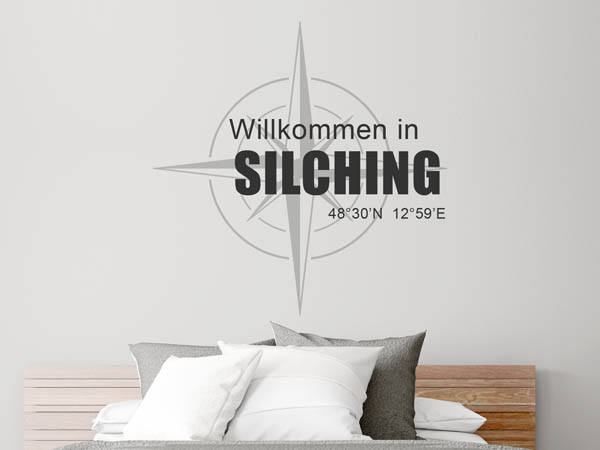 Wandtattoo Willkommen in Silching mit den Koordinaten 48°30'N 12°59'E