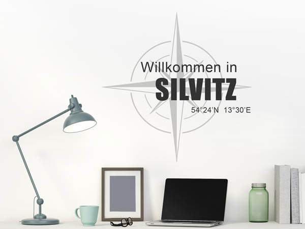 Wandtattoo Willkommen in Silvitz mit den Koordinaten 54°24'N 13°30'E