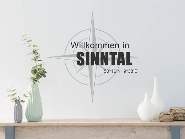 Wandtattoo Willkommen in Sinntal mit den Koordinaten 50°16'N 9°38'E