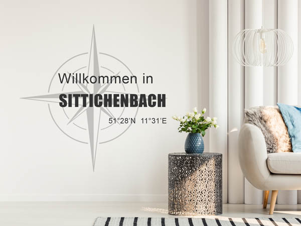 Wandtattoo Willkommen in Sittichenbach mit den Koordinaten 51°28'N 11°31'E
