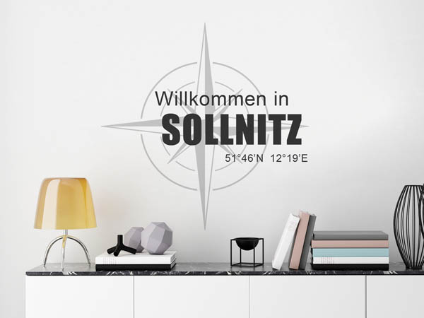 Wandtattoo Willkommen in Sollnitz mit den Koordinaten 51°46'N 12°19'E