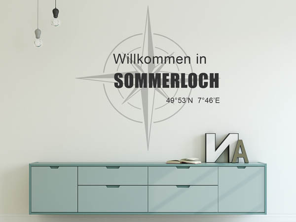 Wandtattoo Willkommen in Sommerloch mit den Koordinaten 49°53'N 7°46'E