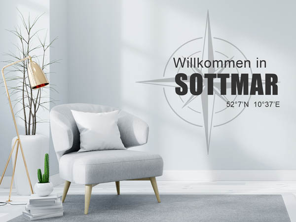 Wandtattoo Willkommen in Sottmar mit den Koordinaten 52°7'N 10°37'E