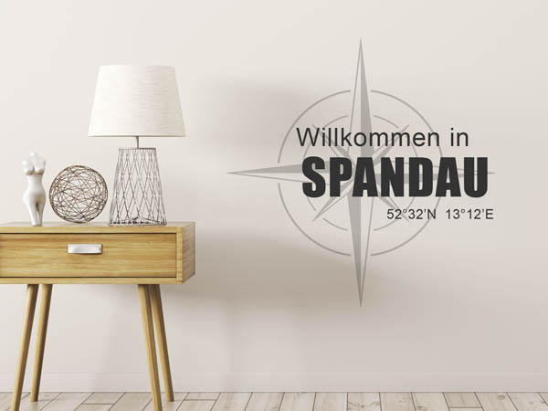 Wandtattoo Willkommen in Spandau mit den Koordinaten 52°32'N 13°12'E