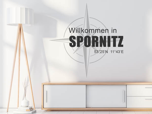 Wandtattoo Willkommen in Spornitz mit den Koordinaten 53°25'N 11°43'E