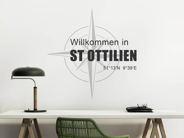 Wandtattoo Willkommen in St Ottilien mit den Koordinaten 51°13'N 9°39'E