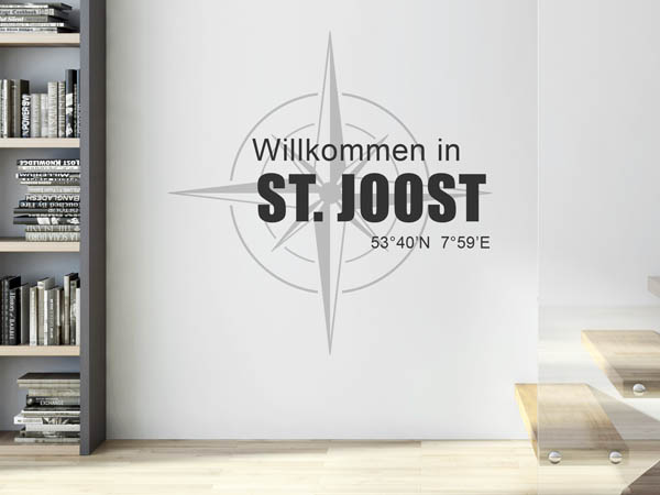 Wandtattoo Willkommen in St. Joost mit den Koordinaten 53°40'N 7°59'E