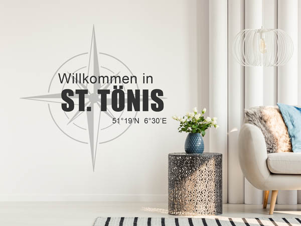 Wandtattoo Willkommen in St. Tönis mit den Koordinaten 51°19'N 6°30'E