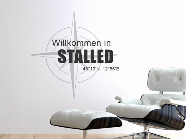 Wandtattoo Willkommen in Stalled mit den Koordinaten 48°19'N 12°56'E