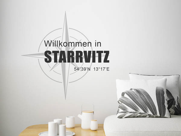 Wandtattoo Willkommen in Starrvitz mit den Koordinaten 54°39'N 13°17'E