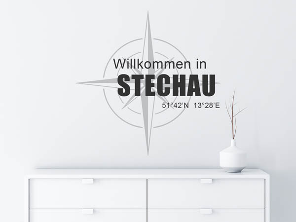 Wandtattoo Willkommen in Stechau mit den Koordinaten 51°42'N 13°28'E