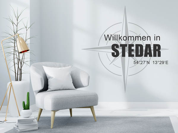 Wandtattoo Willkommen in Stedar mit den Koordinaten 54°27'N 13°29'E