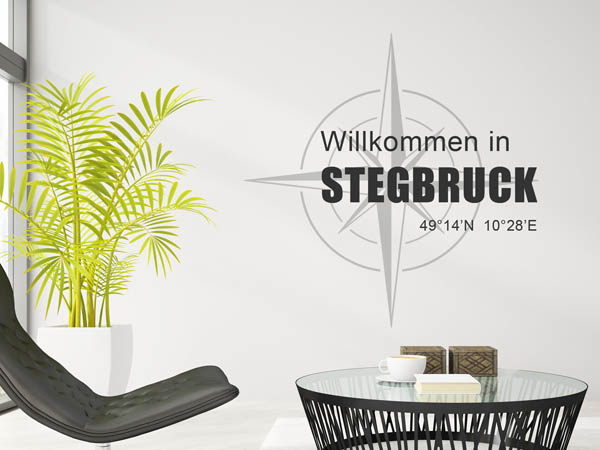 Wandtattoo Willkommen in Stegbruck mit den Koordinaten 49°14'N 10°28'E