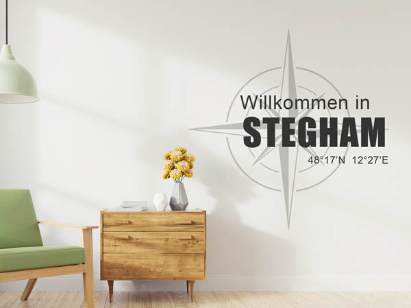 Wandtattoo Willkommen in Stegham mit den Koordinaten 48°17'N 12°27'E