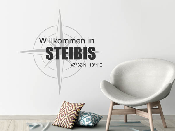 Wandtattoo Willkommen in Steibis mit den Koordinaten 47°32'N 10°1'E