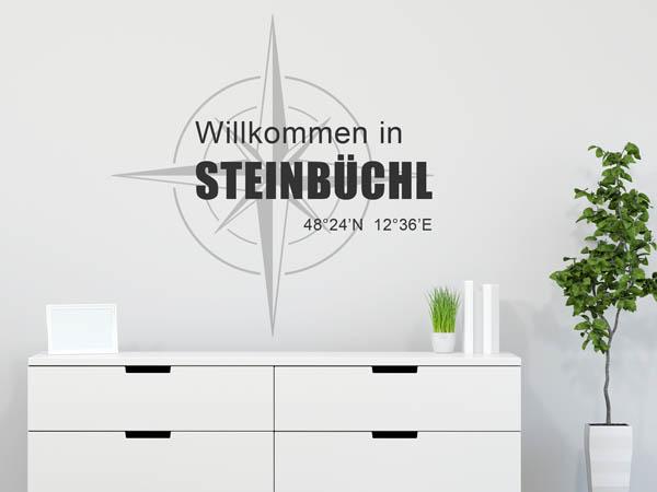 Wandtattoo Willkommen in Steinbüchl mit den Koordinaten 48°24'N 12°36'E
