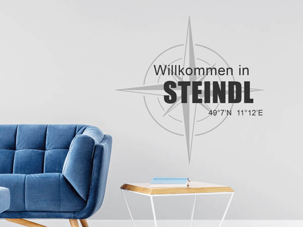 Wandtattoo Willkommen in Steindl mit den Koordinaten 49°7'N 11°12'E