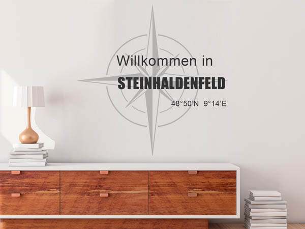 Wandtattoo Willkommen in Steinhaldenfeld mit den Koordinaten 48°50'N 9°14'E