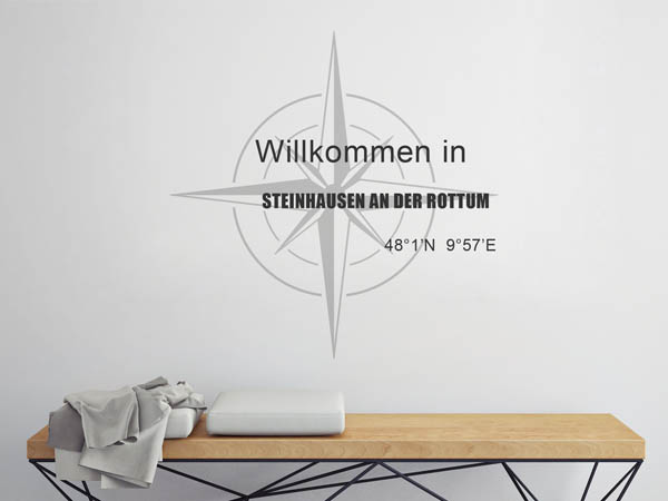 Wandtattoo Willkommen in Steinhausen an der Rottum mit den Koordinaten 48°1'N 9°57'E