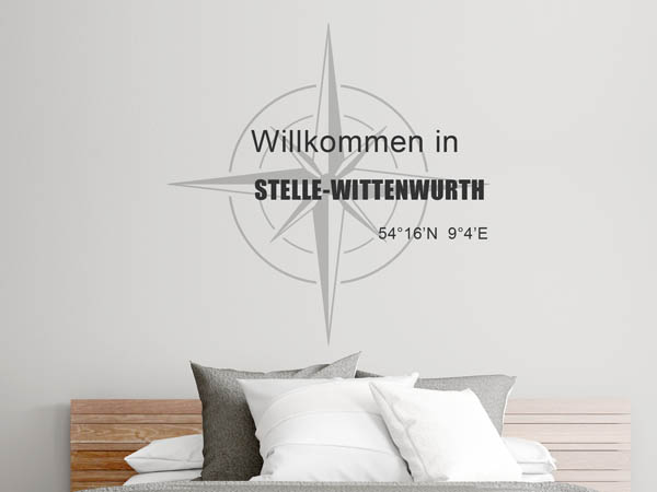 Wandtattoo Willkommen in Stelle-Wittenwurth mit den Koordinaten 54°16'N 9°4'E