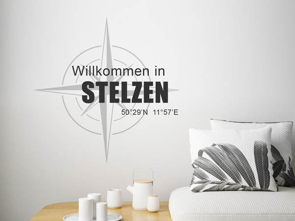 Wandtattoo Willkommen in Stelzen mit den Koordinaten 50°29'N 11°57'E