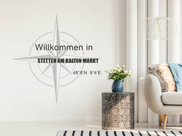 Wandtattoo Willkommen in Stetten am kalten Markt mit den Koordinaten 48°8'N 9°4'E