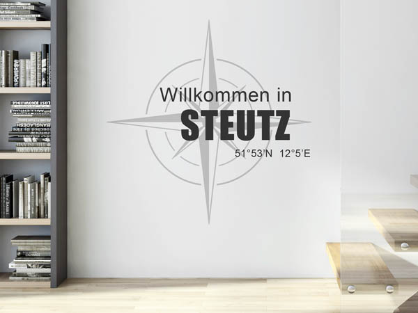 Wandtattoo Willkommen in Steutz mit den Koordinaten 51°53'N 12°5'E