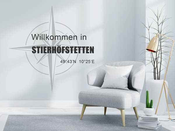 Wandtattoo Willkommen in Stierhöfstetten mit den Koordinaten 49°43'N 10°25'E