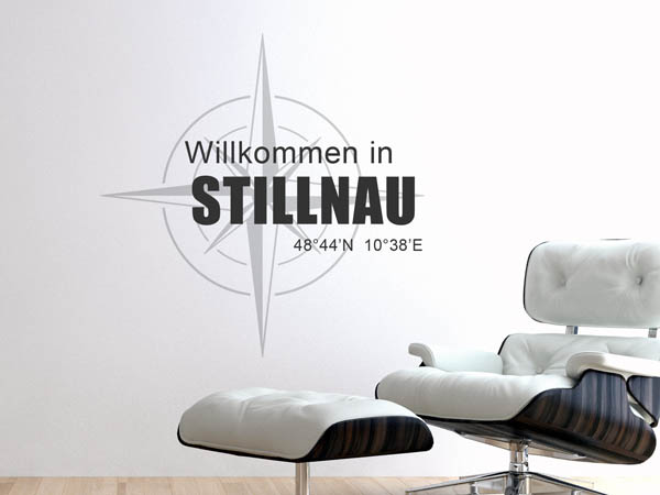 Wandtattoo Willkommen in Stillnau mit den Koordinaten 48°44'N 10°38'E