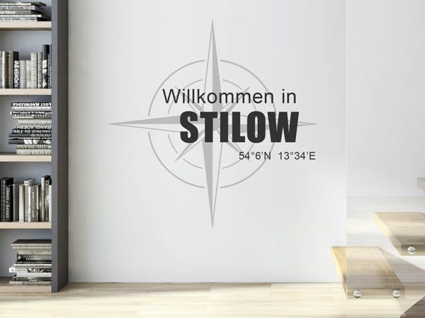 Wandtattoo Willkommen in Stilow mit den Koordinaten 54°6'N 13°34'E