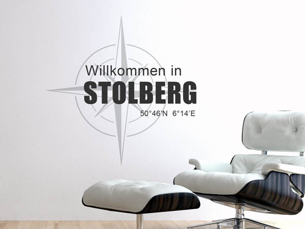 Wandtattoo Willkommen in Stolberg mit den Koordinaten 50°46'N 6°14'E