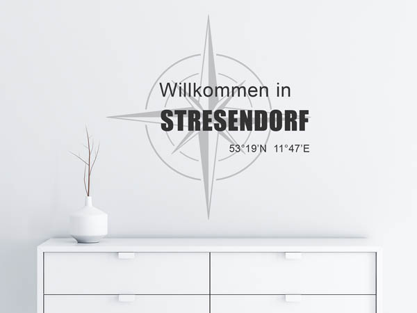 Wandtattoo Willkommen in Stresendorf mit den Koordinaten 53°19'N 11°47'E