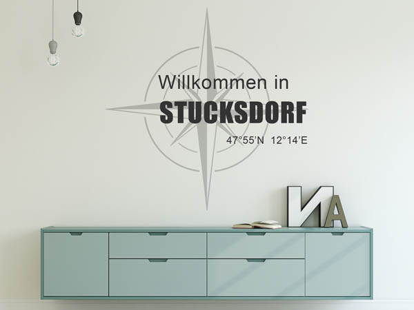 Wandtattoo Willkommen in Stucksdorf mit den Koordinaten 47°55'N 12°14'E