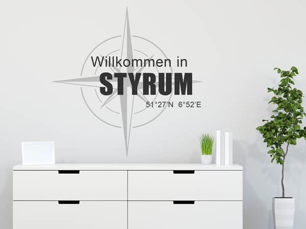 Wandtattoo Willkommen in Styrum mit den Koordinaten 51°27'N 6°52'E