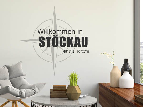 Wandtattoo Willkommen in Stöckau mit den Koordinaten 49°7'N 10°27'E