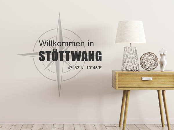 Wandtattoo Willkommen in Stöttwang mit den Koordinaten 47°53'N 10°43'E