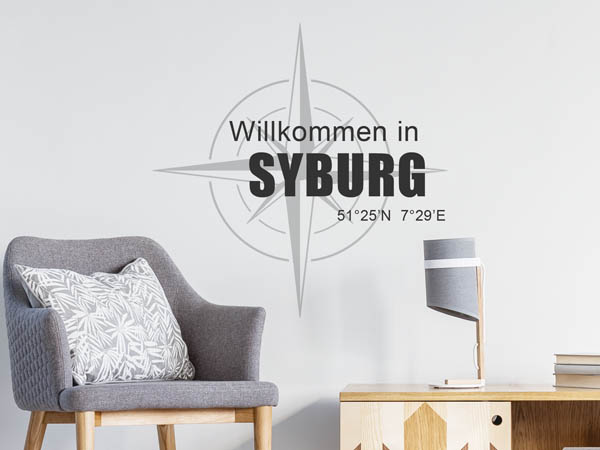Wandtattoo Willkommen in Syburg mit den Koordinaten 51°25'N 7°29'E