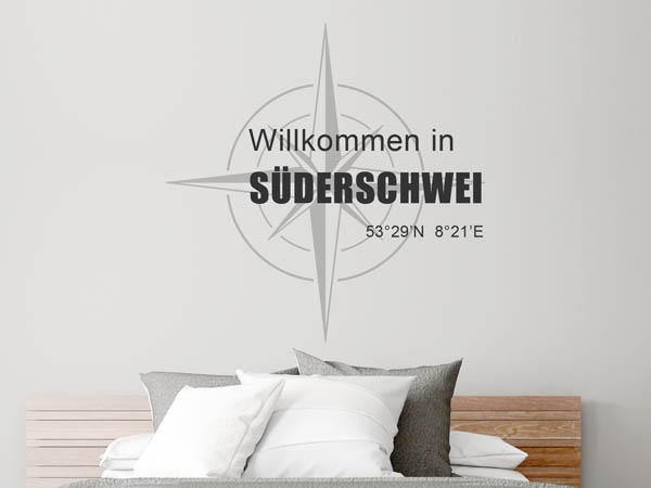 Wandtattoo Willkommen in Süderschwei mit den Koordinaten 53°29'N 8°21'E