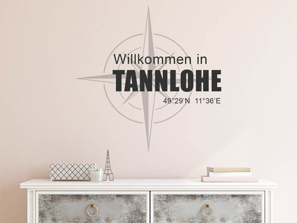 Wandtattoo Willkommen in Tannlohe mit den Koordinaten 49°29'N 11°36'E