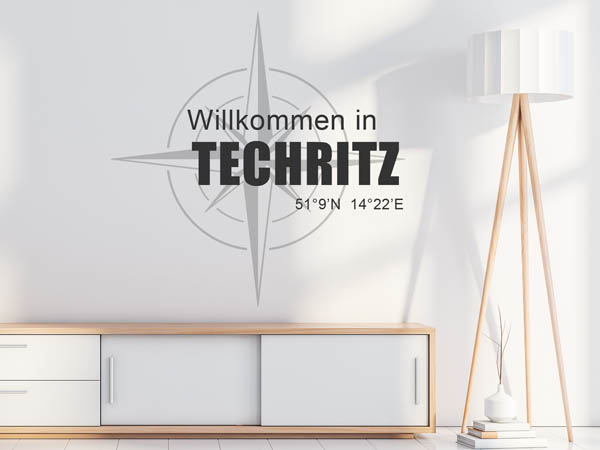 Wandtattoo Willkommen in Techritz mit den Koordinaten 51°9'N 14°22'E