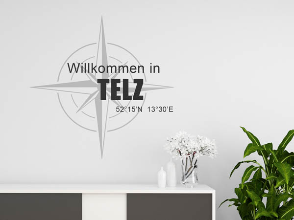 Wandtattoo Willkommen in Telz mit den Koordinaten 52°15'N 13°30'E