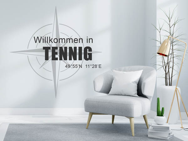 Wandtattoo Willkommen in Tennig mit den Koordinaten 49°55'N 11°28'E