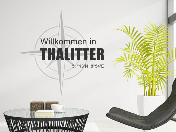 Wandtattoo Willkommen in Thalitter mit den Koordinaten 51°13'N 8°54'E