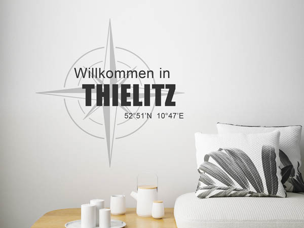 Wandtattoo Willkommen in Thielitz mit den Koordinaten 52°51'N 10°47'E