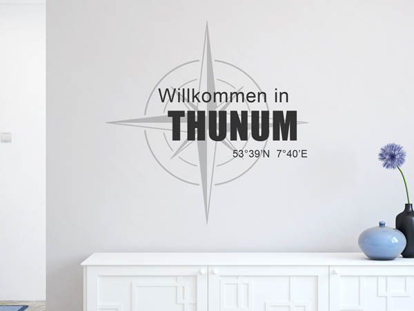 Wandtattoo Willkommen in Thunum mit den Koordinaten 53°39'N 7°40'E